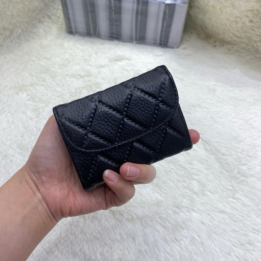 2025 Женский кошелек-аккордеон из натуральной кожи - Короткий кошелек с тиснением 8*2.5*7.5CM