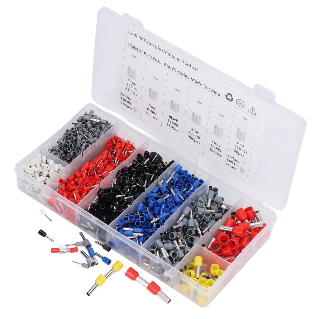 1200pcs Wire Ferrules Crimp Connectors Insulated Crimp Terminal Universal for Car