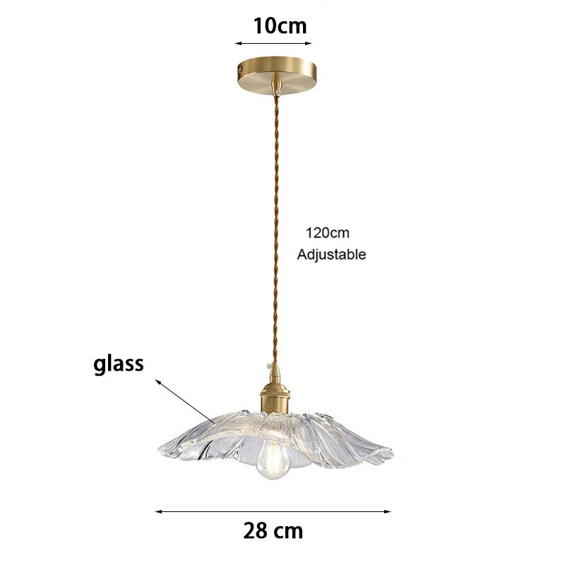 Retro Lotus-shaped Glass Pendant Lamp for Home Cecoration Lighting Dining Room Bedroom Bedside Long-line Ceiling Lamp Store Lamp