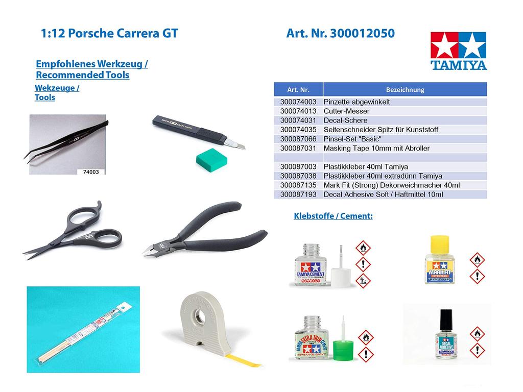Tamiya Büyük Ölçekli Seri Porsche Carrera GT Plastik Model Erkek 12050 1/12 No.50