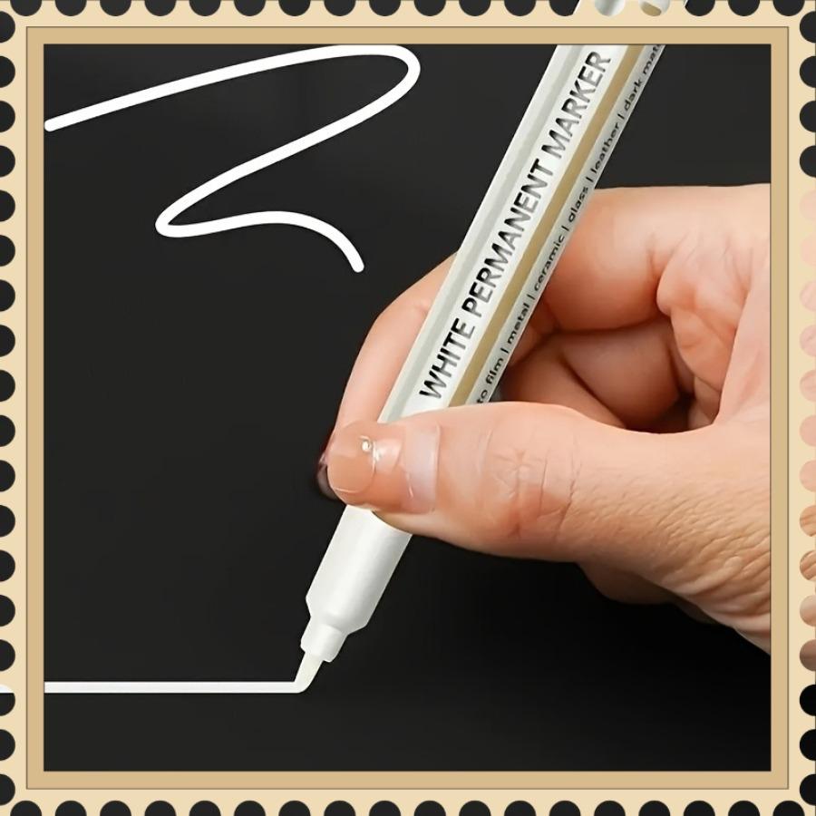 2 Penne Marker Bianche Permanenti, Resistenti allo Sbiadimento, Ideali per Arte, Vetro, Ceramica, Legno, Metallo - Perfette per Graffiti e Cancelleria Kawaii