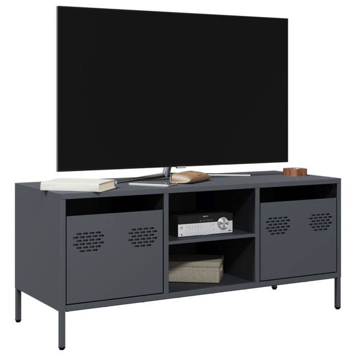 VidaXL Meuble TV anthracite 101,5x39x43,5 cm acier laminé à froid, support TV, buffet TV, armoire hifi, banc TV, armoire en 851300