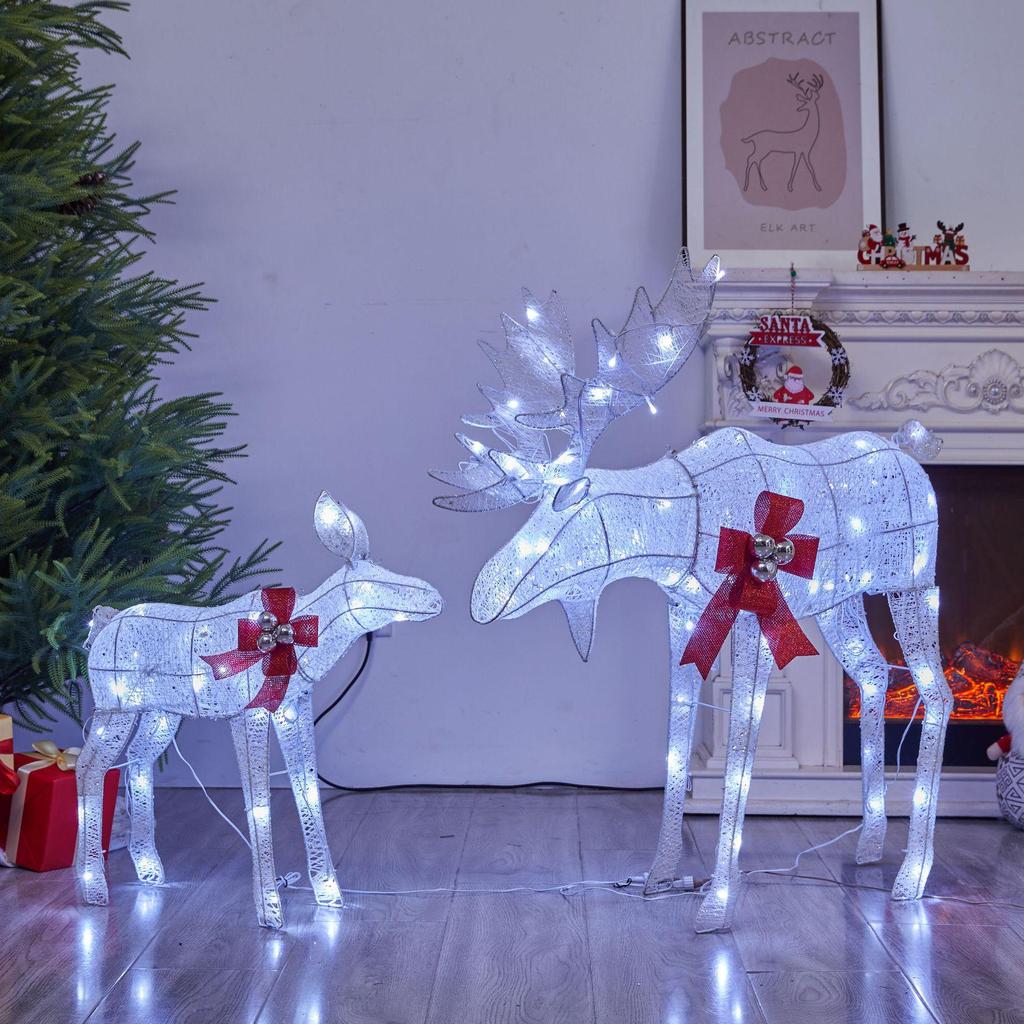 Luminous Wrought Iron Christmas Deer Ornament Set for Hotel Festive Décor