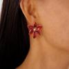 Vintage Red Dripping Oil Flower Stud Earrings for Women Fashion Metal Six Petal Flower Earrings Luxury Casual Party Jewelry Gift