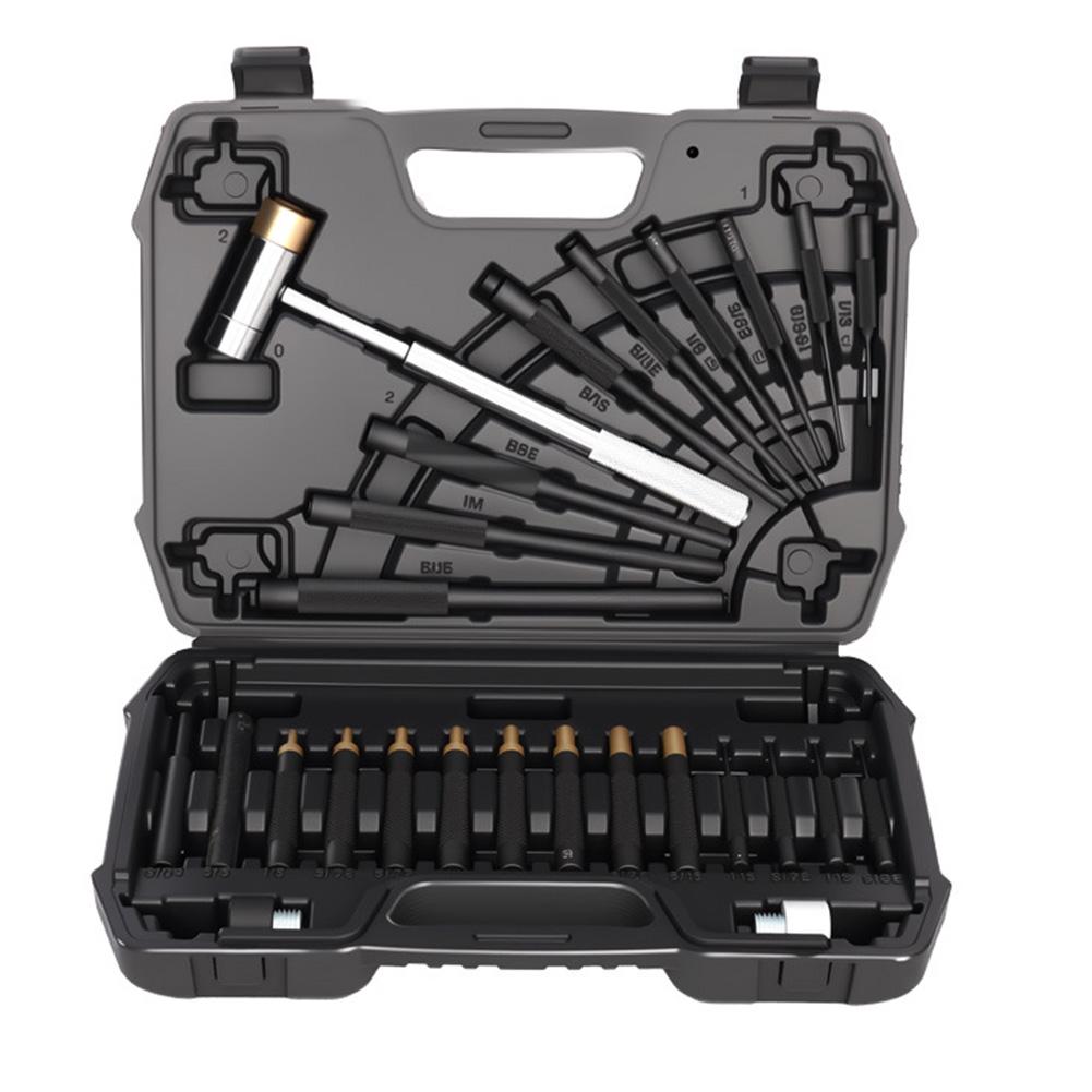 21PCS Industrial Grade Steel Punch Set with Smart Hammer and Non Slip Bench Block for DIY and Professional Use