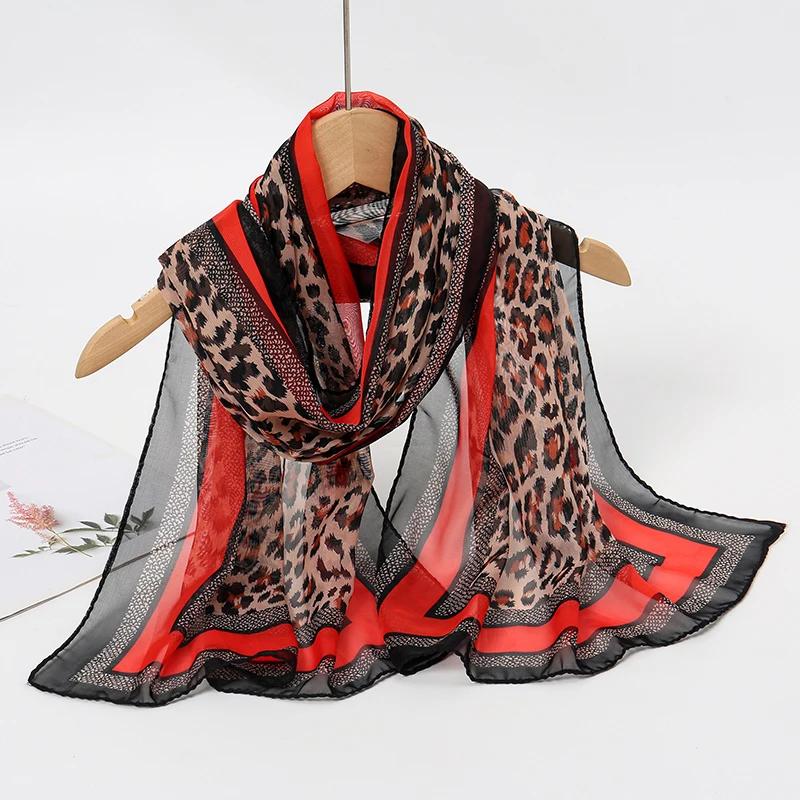 New Print Chiffon Scarf Shawl Women Sunscreen Silk Scarf Turban Long Wrap Beach Travel Outdoor Accessories Trendy Headband