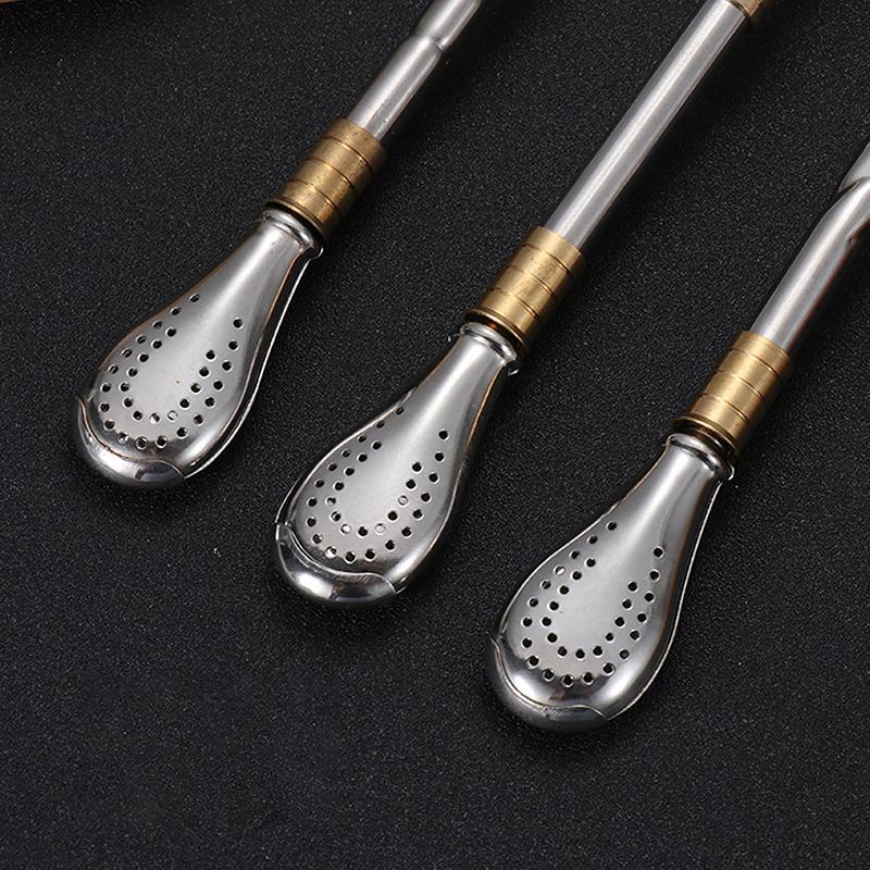 1Pcs Drinking Straw Yerba Mate Tea Spoon Drinkware Stainless Steel Reusable Straws Metal Washable Tea Filter Cocktail Drinkware Bar