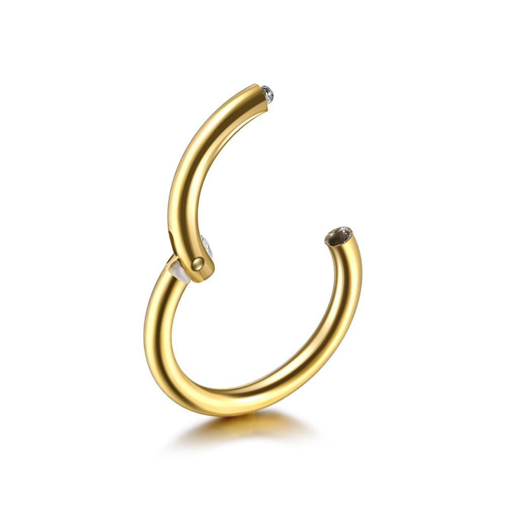 1/5PCS Titanium Segment Nose Rings Gold Color Body Clips Hoop For Women Men Conch Helix Cartilage Rook Earring Piercings Jewelry