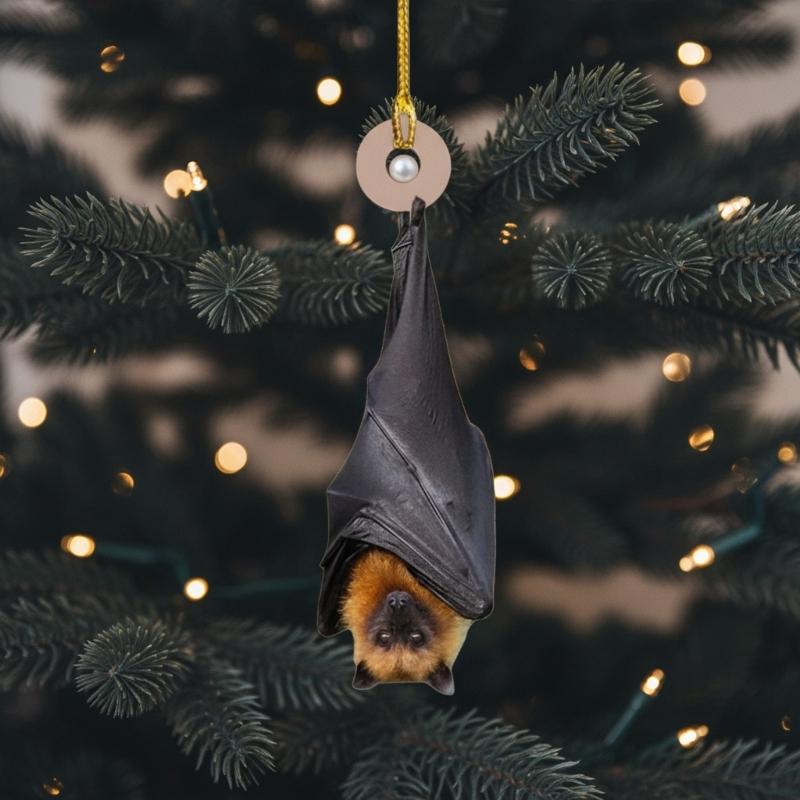Bat Christmas Ornament, Hanging Bat Ornament for Tree, Realistic Strength-Down Bat Decor, Haunting Christmas Tree Hanging Ornament, Horror Bats