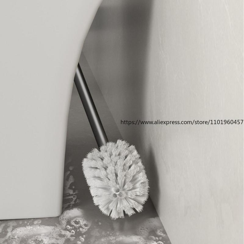 Toilet Brush Wall-mounted Rack Household No Dead Ends Bathroom No Punching Cleaning Toilet Brush Artifact