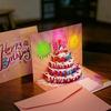 Foldable Happy Birthday Greeting Card Pop Up Blessing Cake Holiday Card  Birthday Gift