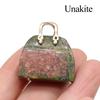 1Pc, Reiki Healing Crystal Carved Handbag Ornament Decoration, Mini Fashion Natural Stone Amethyst Agate Gemstone Home Decor Jewelry Gifts 27×25mm