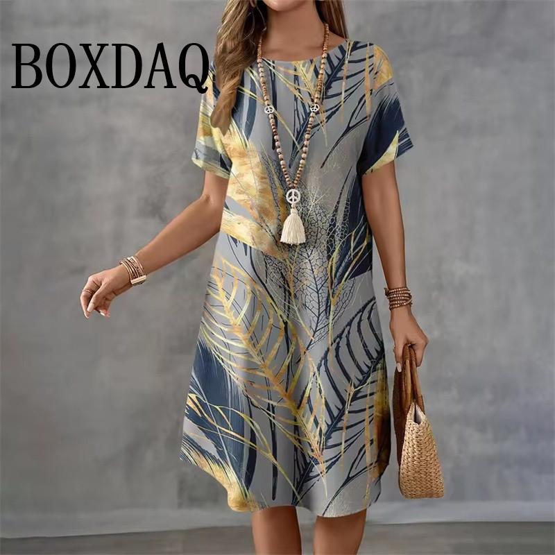 Summer Women's Hawaiian Beach Style Dress Vintage 3d Palm Coconut Graphic Casual Oversized Female Dress