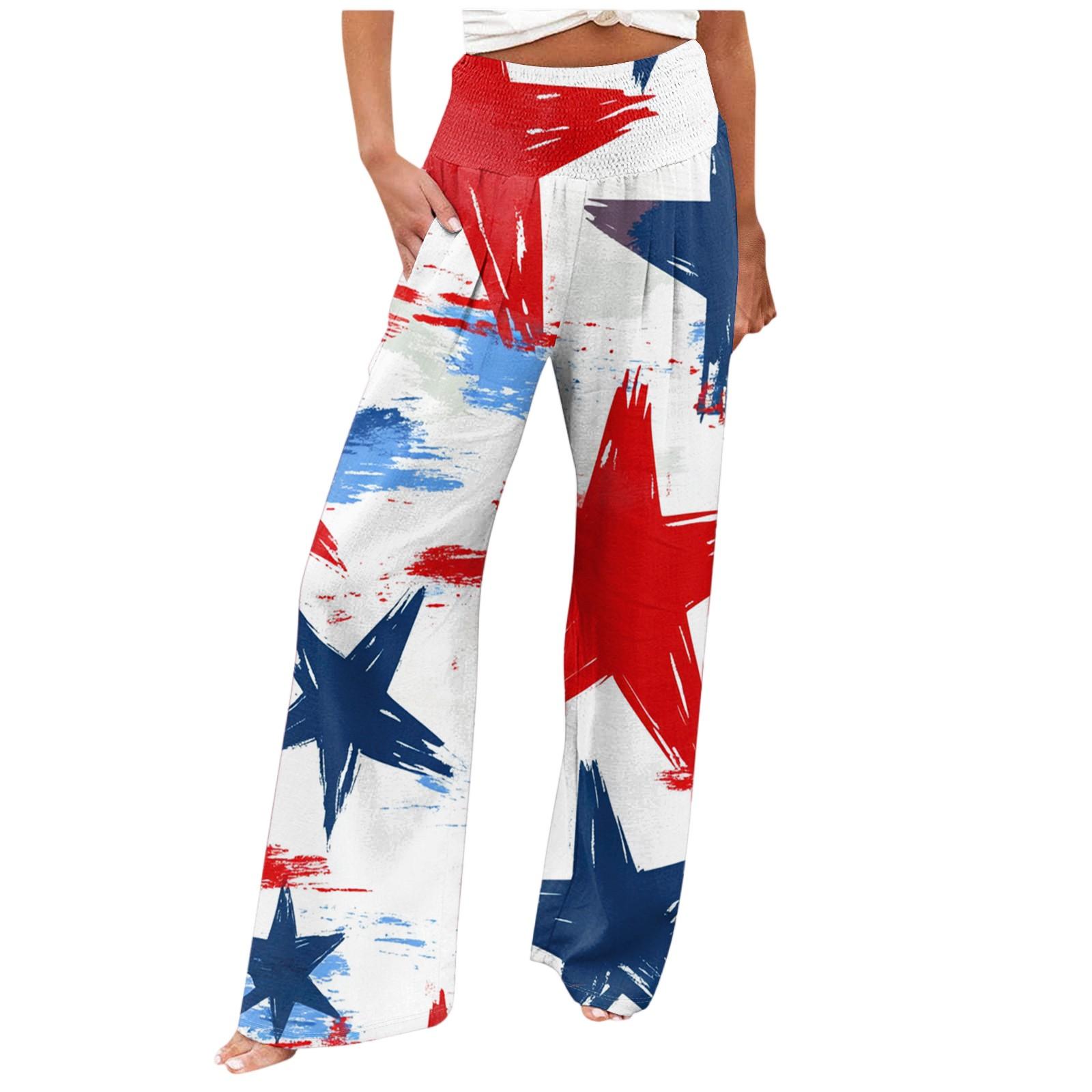 

Женские повседневные прямые брюки Independent Day Print Beach с карманами и плиссированными брюками XL