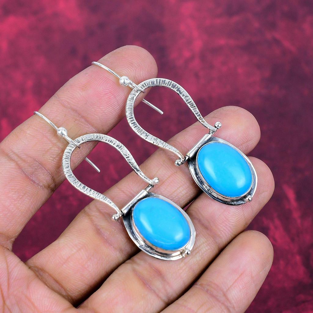 Sleeping Beauty Turquoise Jewelry, 925 Solid Sterling Silver Earrings Jewelry, Handmade Earrings Gemstone Jewelry For Women