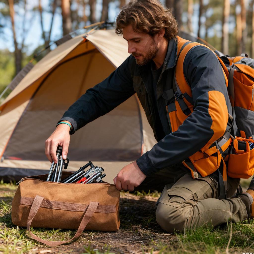 Campsite Tent Peg Bag Outdoor Tool Kit Lightweight Tent Peg Ground Nail Holder Bag Sundries Bag Set For Repair Tool Storage Bag