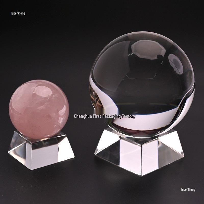 Transparent Trapezoidal Crystal Glass Ball & Mineral Display Stand