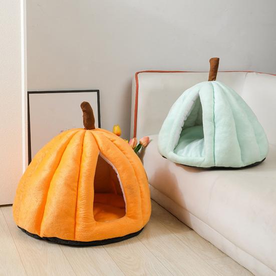 Dýňové kočičí pelíšek s odnímatelným omyvatelným polstrovaným polštářkem Zimní teplý Malý střední Pes Kočka Domácí zvířátko Jeskyně Dům Vnitřní Kotě Štěně Spací hnízdo