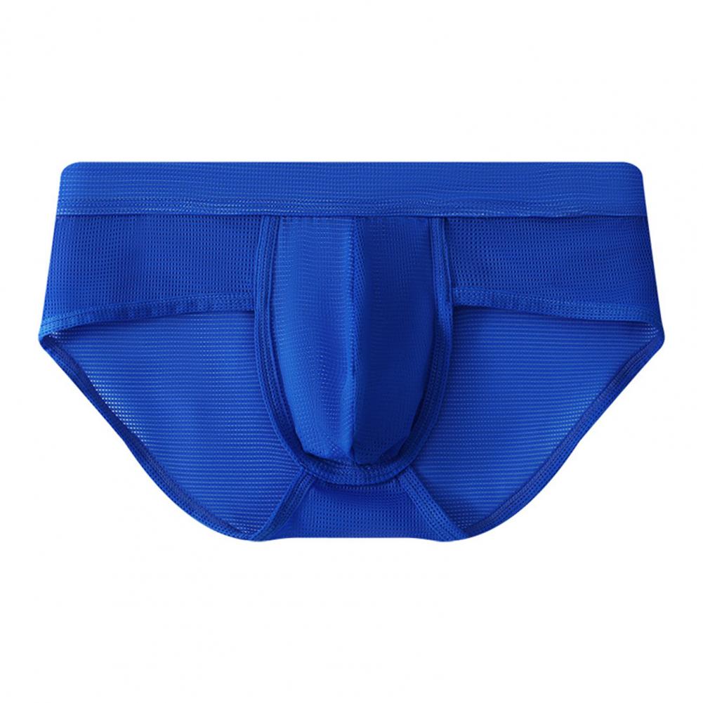 Men Panties Low-rise One Tone Slim Fit Briefs 3D U-Convex Breathable Mesh Ice Silk Thin Underwear Daily Wear