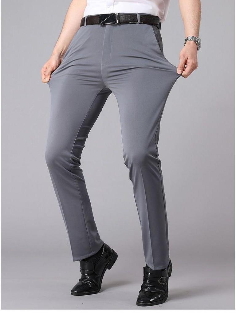 Calças masculinas elásticas pretas casuais de negócios