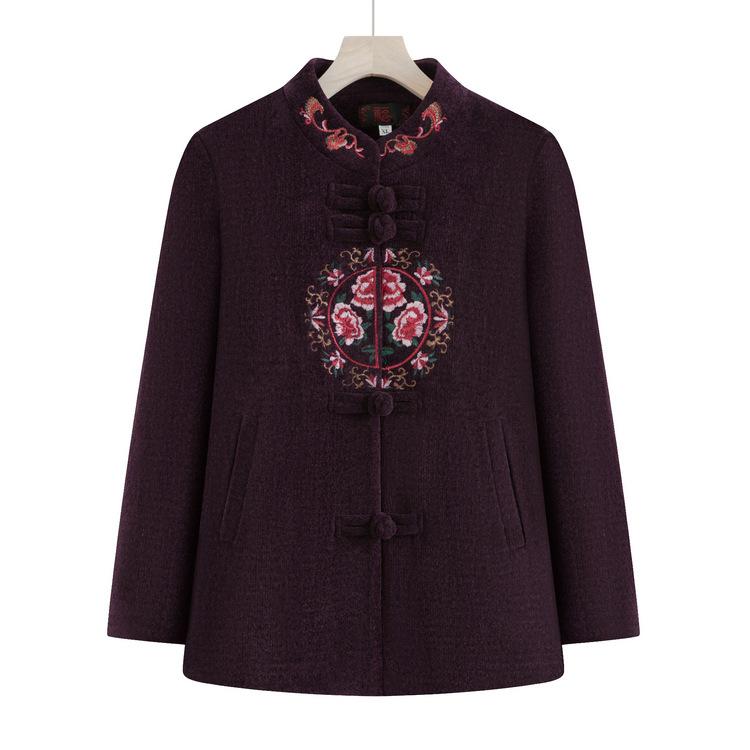 

Пальто бабушки Зимы из бархата, утолщенное, имитация, зимнее пальто для пожилых XL фиолетовый