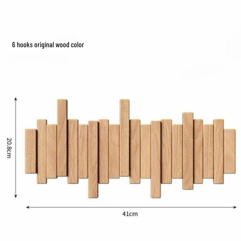 Piano Key Wall-Mounted Solid Wood Coat Rack for Entryway & Bedroom