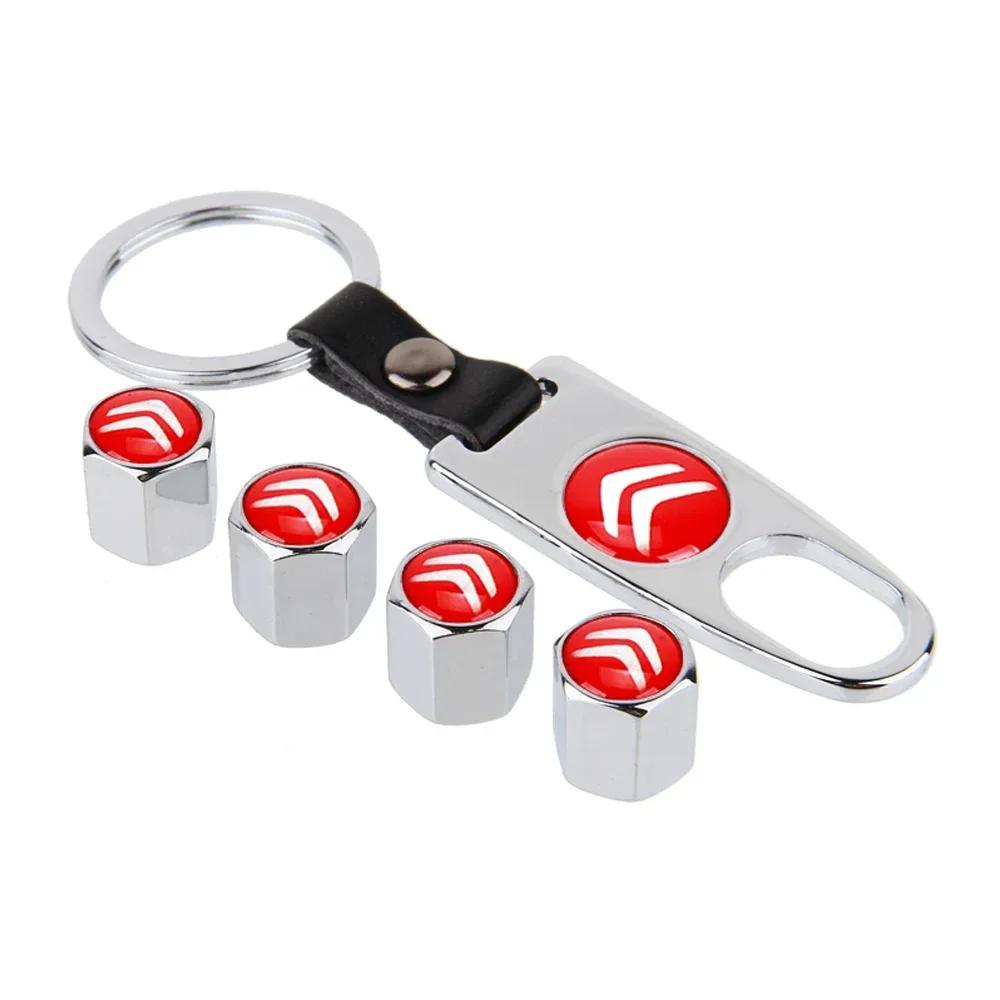

Zinc Alloy Citroen Tire Valve Stem Caps Set with Keychain Premium Anti-Rust For DS C3 C4 C5 Berlingo Auto Exterior Accessories