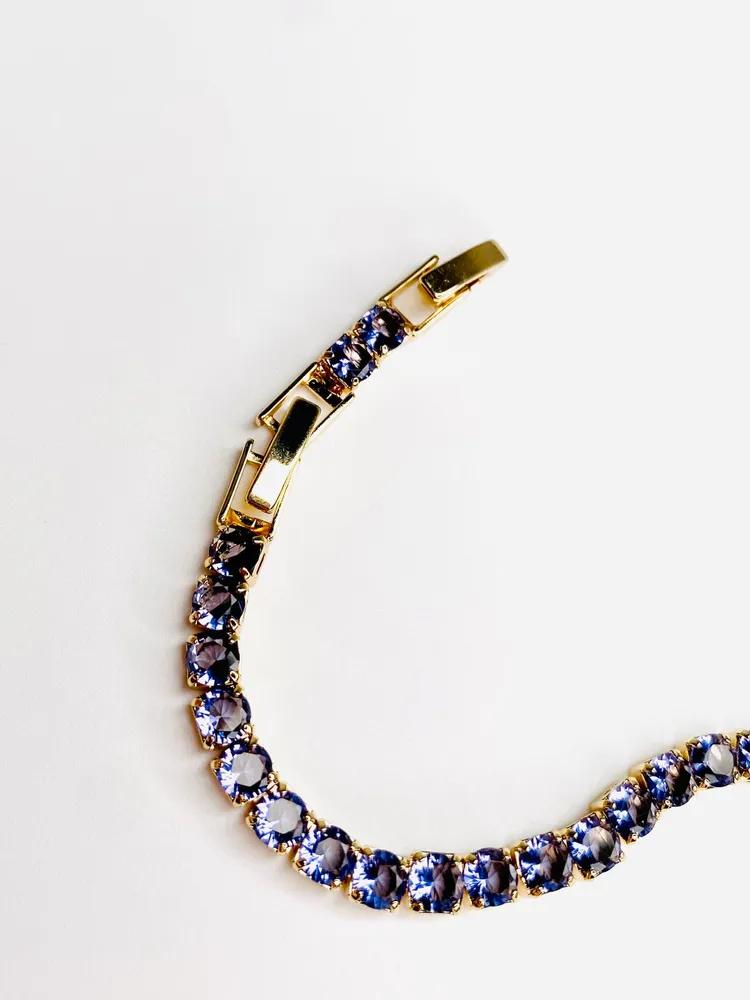 Gold-set Zircon Gemstone And Diamond Full Diamond Bracelet