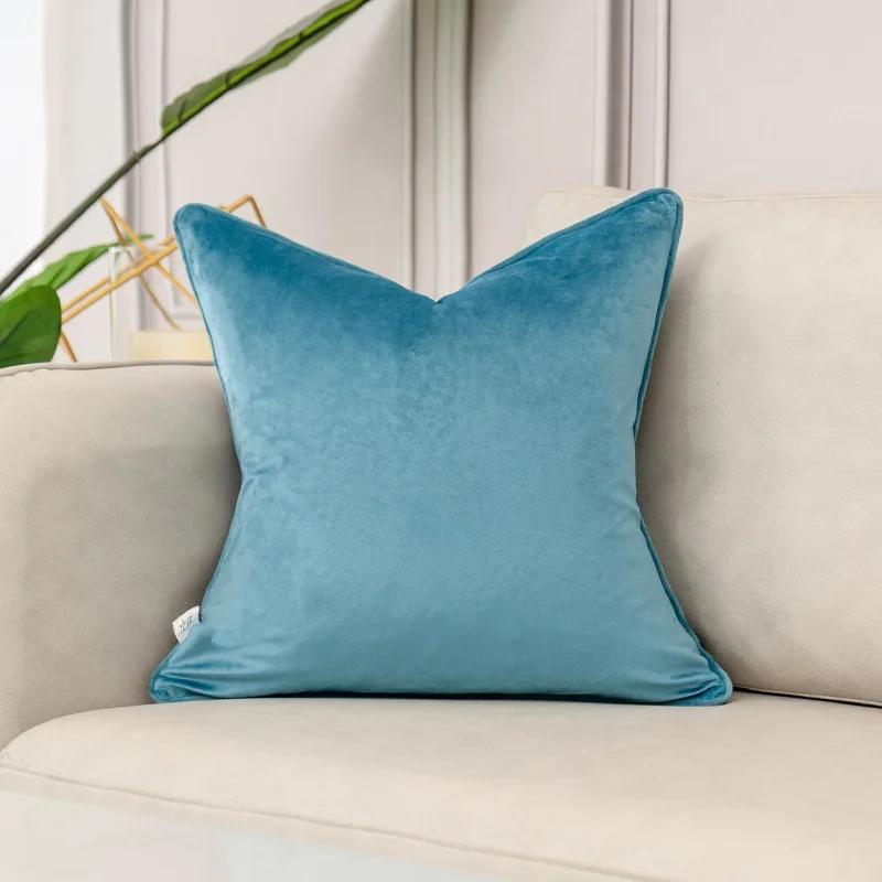 

Luxury Blue Velvet Cushion Cover High-end Geometry Decorative Pillow Cover for Sofa Livingroom Pillowcase 30x50 45x45 50x50CM 30x50cm