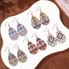 Western Ethnic Totem Pattern Leather Teardrop Earrings for Women