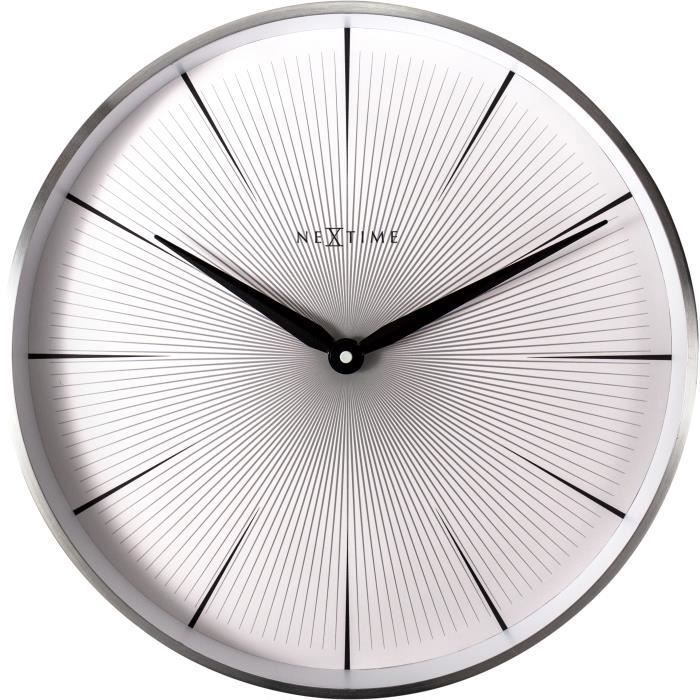 Horloge Murale - NeXtime - 2 Seconds - Ø 40 Cm - Métal - Blanc
