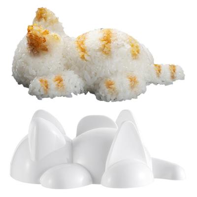 1/3/5Pcs Rice Ball Mold Food Grade Material Cat Shape Lying Flat Design Sushi Mold Easy Press Rice Ball Maker Kitchen Tool