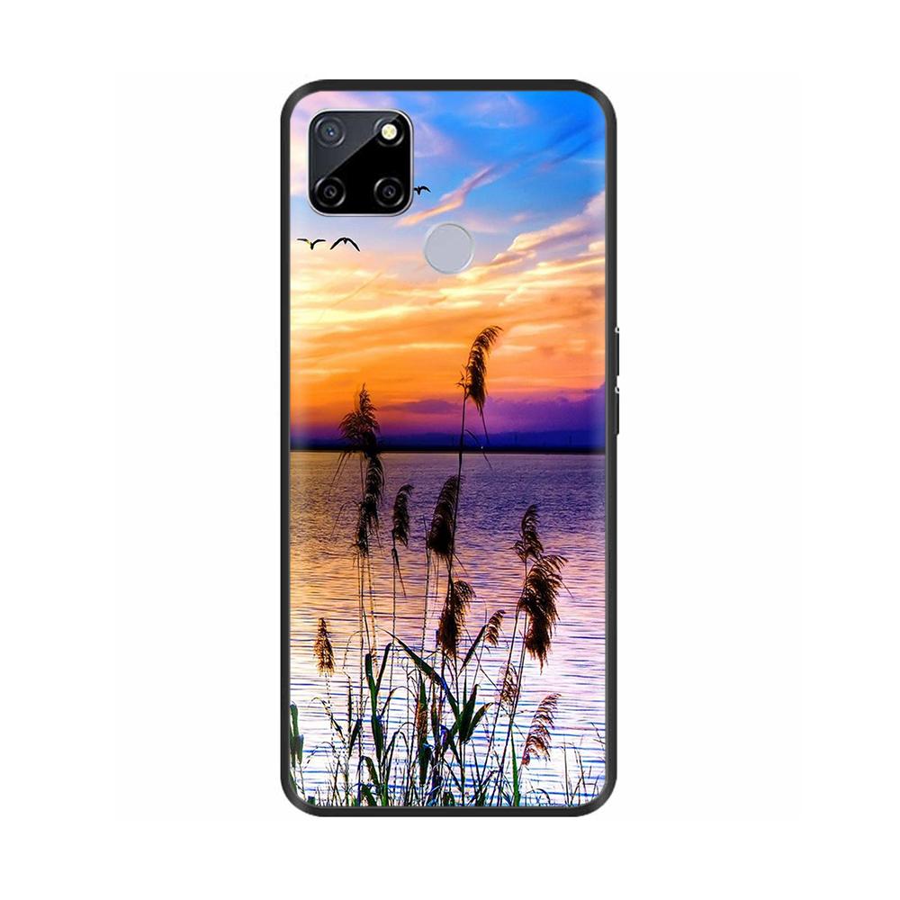 For Realme C25 Case C25s Soft Cute Cover for OPPO Realme C25Y C21Y Silicone Black TPU Phone Case For OPPO Realme C21 Flower Capa