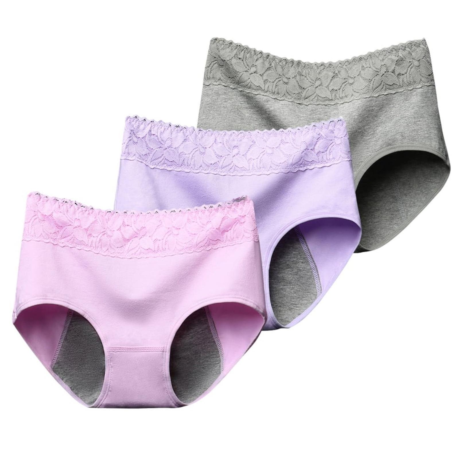 3 Pack Women Lace Cotton Panties Soft Breathable Comfortable Underwear Daily Briefs Sets S разноцветный
