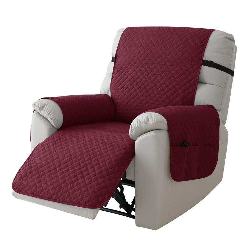 1Seater Wear Resistance Recliner Cover Solid Color Quilted Armchair Slipcover Pet Kids Accent Couch Cushion Living Room Hotel