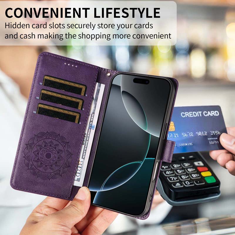 Skórzane Etui Na Telefon Do Motorola Moto G56 G86 G57 G67 G77 G06 Power G15 G05 G35 G55 G75 G85 5G Mandala Kwiat Portfel Klapka