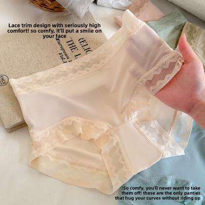 Damen Sommer Neu Einfach Spitze Atmungsaktiv Hautfreundlich Hohe Taille Dreieck Panties