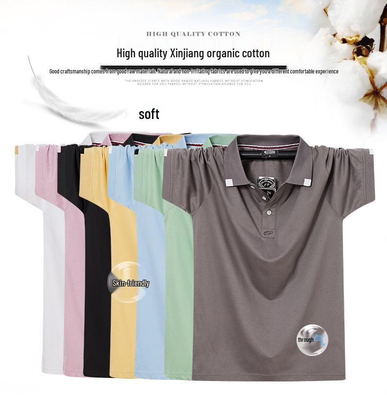 Übergröße Polo-T-Shirt für Herren, Kurzarm, Umlegekragen, Ideal für Mittelalte und Junge, Extra Große Größen verfügbar.