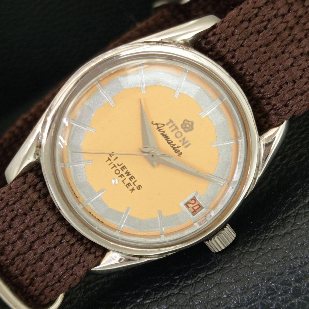 

ШВЕЙЦАРСКИЕ ВИНТАЖНЫЕ МУЖСКИЕ ЧАСЫ TITONI AIRMASTER TITOFLEX С РУЧНЫМ ЗАВОДОМ 2409 a705133-1