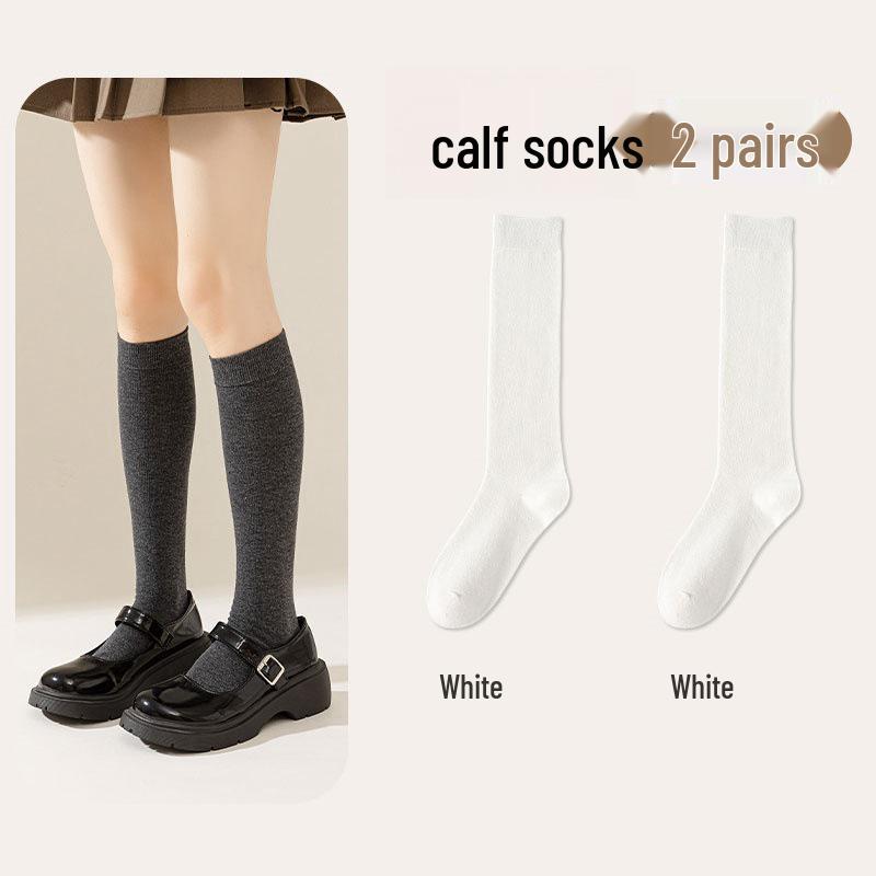 JK Style Over-the-Knee Calf Socks - Women's Autumn Winter Cotton Sweat-Absorbent Slimming Micro-Pressure Long Socks