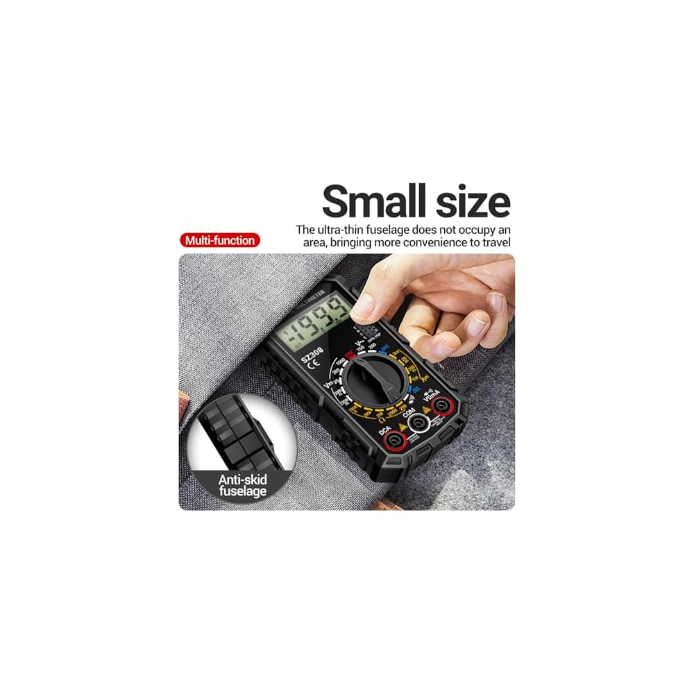 SZ308 Digital Multimeter 2000 Counts with Voltage, Current, Resistance Measurement and Backlit LCD Display