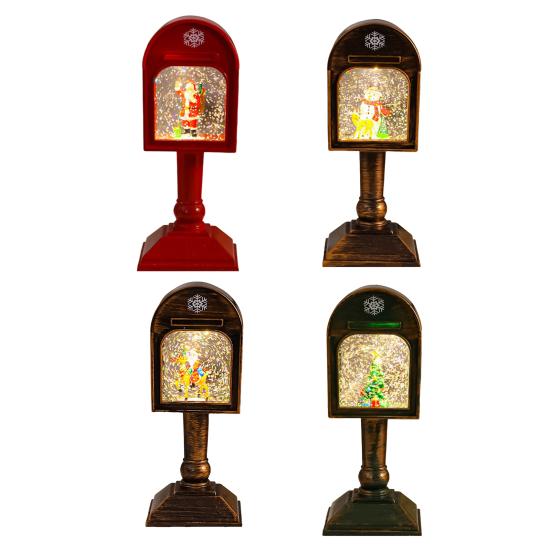 Christmas Wind Light USB/Battery Powered Mailbox Design Lamp Retro Sequin Glass Ball Santa Claus Snowflake Table Lamp Xmas Decor