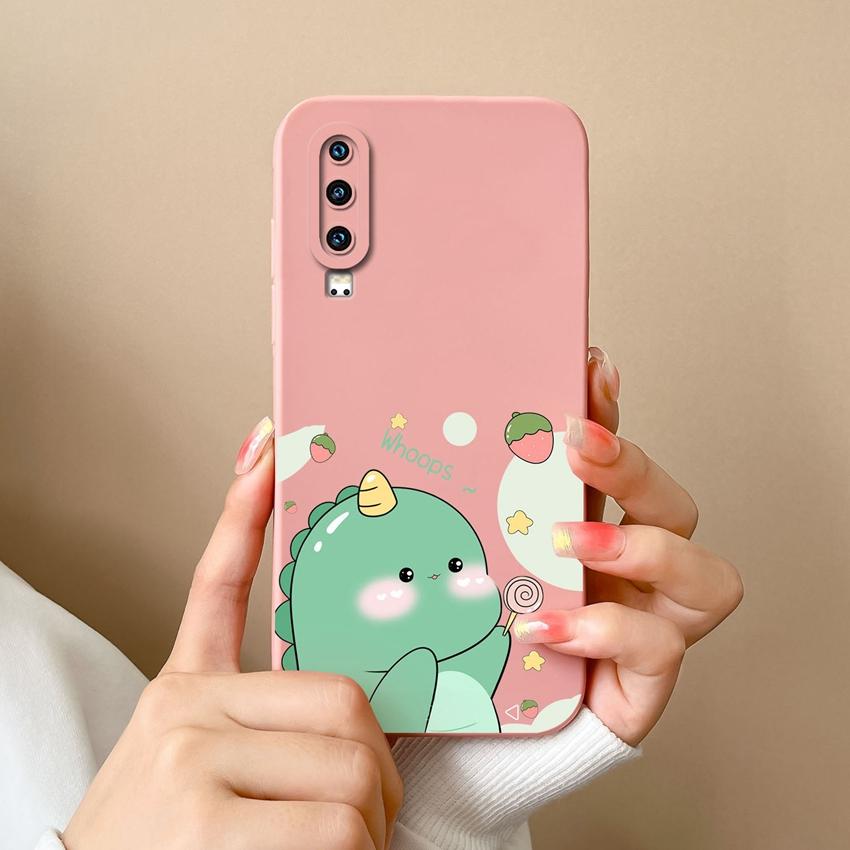 Covers Cases For Huawei P40 P30 P60 Y6 Y7 Y9 Y9A Y5 Cute Dinosaur Baby Silicone Soft Casing Screen Protector Anti Fall Shell For Huawei Bumper Housing