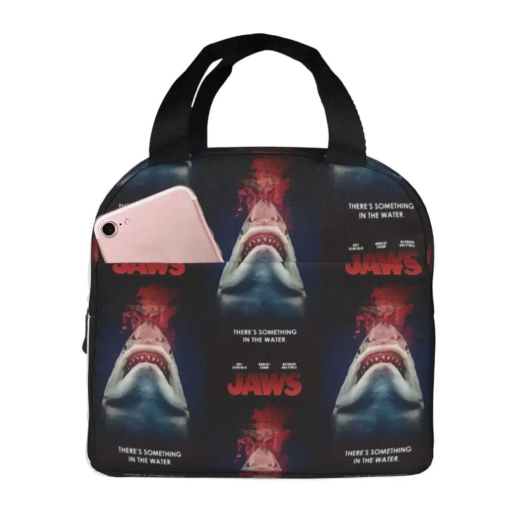 Jaws Halloween Horror Movie Insulated Lunch Bag for Women Office Cooler Thermal Food Box Tote Portable Lunch Boxes Container