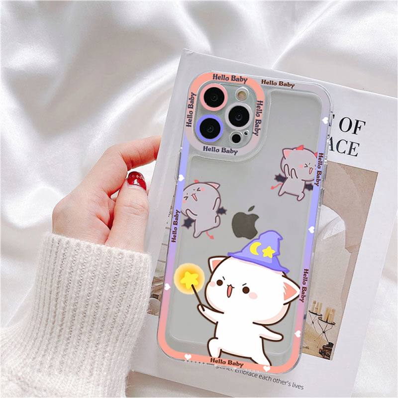 Mochi Peach Cat Phone Case for iPhone 11 12 13 Mini Pro Max 14 Pro Max Case shell