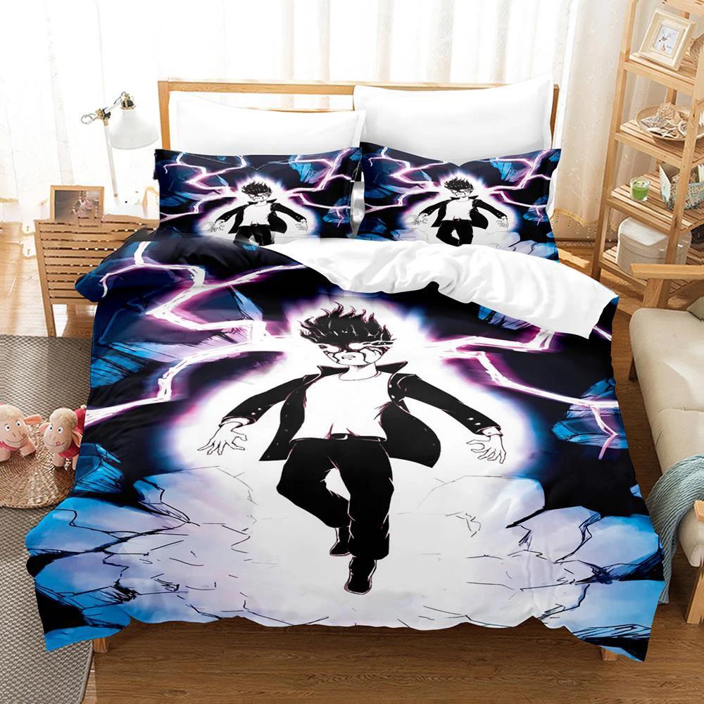 3D Printed Mob Psycho 100 Bedding Set Anime Kageyama Shigeo Duvet Cover Set Double Twin Full Queen King Adult Kids Quilt Cover