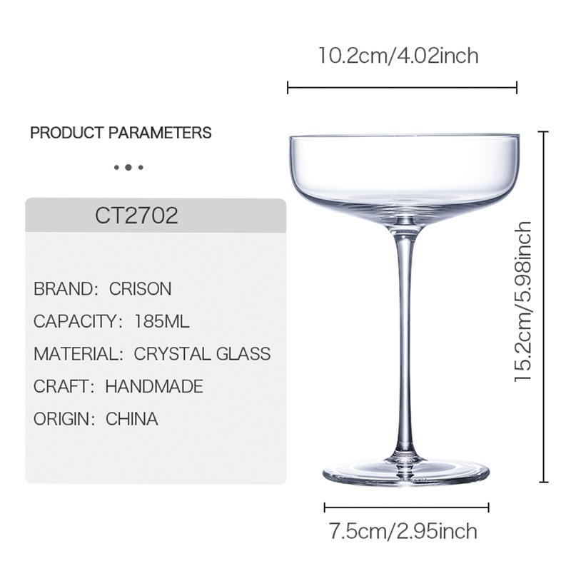 CT2702 CRISON Crystal Glass Cocktail Glass Champagne Cup Martini Margarita Whiskey Red Crystal Flute Toasting Dessert Cups185ml