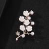 Mother Day Brooch with Strong Pin Design Imitation Pearl Cubic Zirconia Inlay Flower Shape Sweater Badge