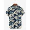 Novas Camisas Havaianas Masculinas Manga Curta Estilo Japonês Estampa 3D Onda Ukiyoe Roupas de Verão Streetwear Camisas Masculinas