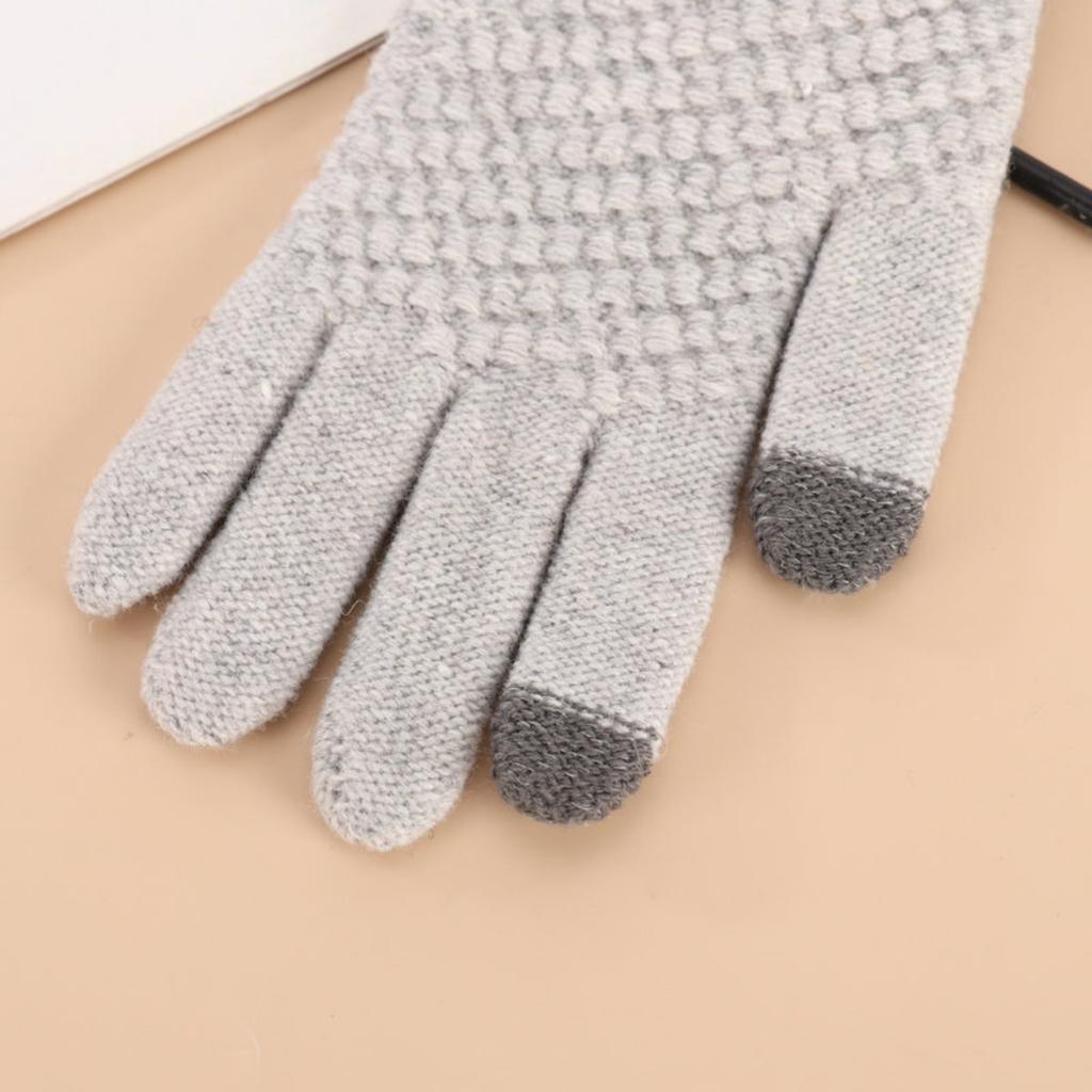 Winter Thick Plush, Pineapple Knit, Touch Screen, Cycling Cold Proof, Plush Pattern, Warm Gloves